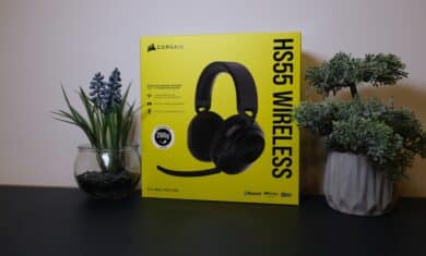 Corsair HS55 Wireless Test: Bild zeigt die Verpackung des kabellosen Gaming-Headsets mit 7.1 Surround Sound