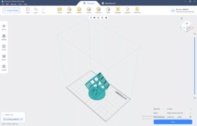 The preparation view in the Anycubic Photon Workshop