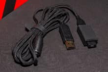 The USB charging cable with dongle in detail