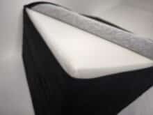 The cushion is filled with memory foam.