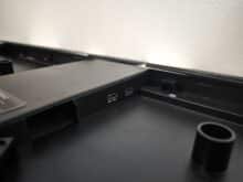 Thick cables can be routed through a cable duct to the other side.