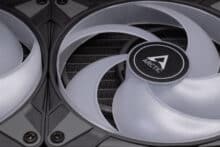 Close-up of the front of one of the fans