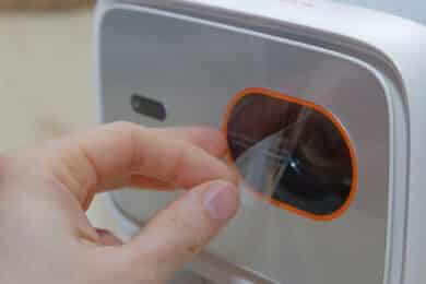 Protective film on projector lens