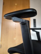 Armrests are adjustable via three latches