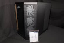 The NZXT H9 Flow from the front right reveals a pre-installed 420mm case fan