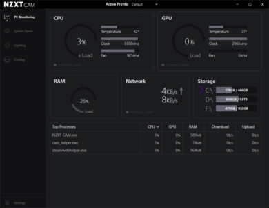 Sensor information in the cam app