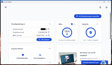 Lenovo Vantage system information