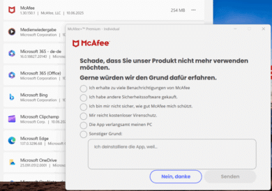 McAfee uninstallation