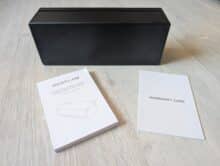 EcoFlow additional battery with instructions and warranty card on light-colored base