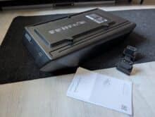 EcoFlow Wave 3 LFP battery with instructions and contact modules on carpeting