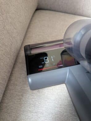 Jimmy BX8 display with red bar at high dust levels