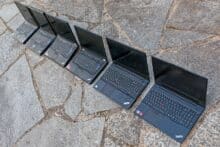 Six Lenovo Thinkpads, open