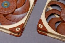 Two Noctua fans, close-up of the frame