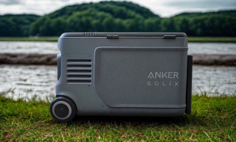 The Anker Solix EverFrost 2 (23L) on the banks of the Rhine.