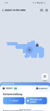 Ecovacs Home App Live mapping of the Deebot X9 Pro Omni with progress indicator and robot position