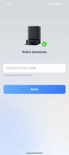 Ecovacs Home App setup step for robot naming of the Deebot X9 Pro Omni with name input.