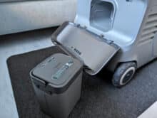 Removed battery of the EverFrost 2 23L with a view of the flap and slots