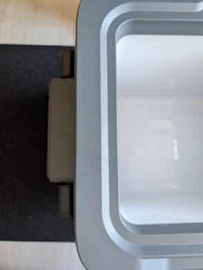 Detailed view of the thick insulation of the Anker Solix EverFrost 23L cool box