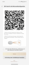 QR code for network configuration is displayed in the app