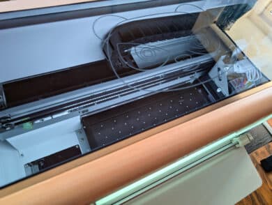 View of the interior of the Procolored P13 DTF printer through the viewing window