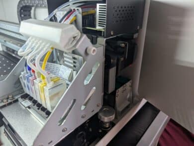 Open right door on the Procolored P13 with a view of the ink supply and circulation system