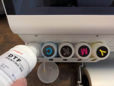 Filling the white DTF ink into the Procolored P13 ink tank