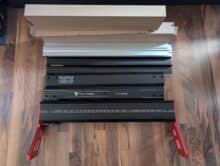 Solid aluminum profiles for the base frame of the TwoTrees TTC-6050 CNC router stacked with TTC 6050 lettering