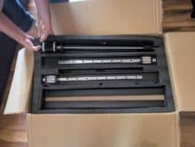 Linear guides and ball screw of the TwoTrees TTC-6050 CNC router in foam packaging